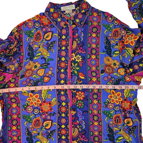 Vintage Express Compagnie Internationale Floral Print Button Up Shirt Sz Medium - Picture 16 of 16